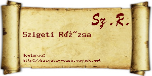 Szigeti Rózsa névjegykártya